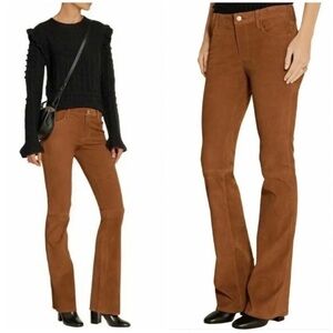 J. Brand Suede Leather Brya Bootcut Slim Leg Pants